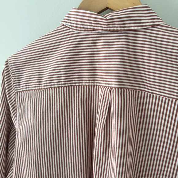 Croft & Barrow Rust Red/ White Striped Button Up Shirt - Picture 7 of 9